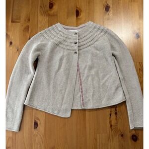 Girls' Mini Boden Shimmer Metallic‎ Beige Cardigan Size 8/9